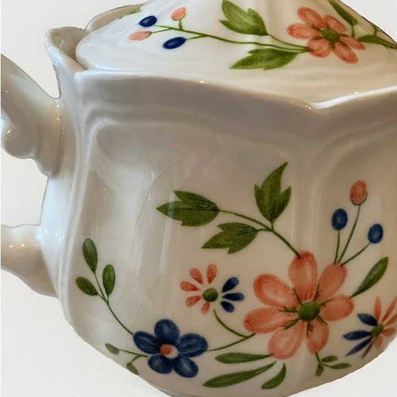 Vintage Retired Sears Country French Ironstone Sugar Bowl And Creamer Set Floral - Picture 2 of 15